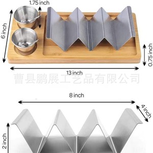 Soporte para tacos, bandeja de madera con tazas para salsa y cucharas para fiestas, uso informal, reutilizable - Product Image 3