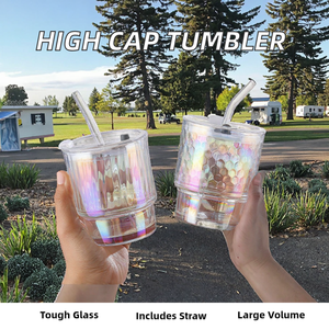 Gourde en <span class=keywords><strong>verre</strong></span> de style sport haute capacité <span class=keywords><strong>avec</strong></span> <span class=keywords><strong>paille</strong></span> anti-fuite pour étudiants – Compatible lave-vaisselle et micro-ondes - Product Image 4