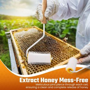 New Honey Uncapping Roller <strong>Propolis</strong> Honey Beekeeping Tool with 5-Inch Hardwood Handle for Harvesting &amp; Extraction - Product Image 3