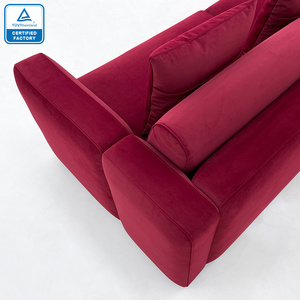 Sofá <span class=keywords><strong>de</strong></span> diseño <span class=keywords><strong>de</strong></span> estilo simple <span class=keywords><strong>de</strong></span> 3 asientos, moderno, lujoso, tela <span class=keywords><strong>de</strong></span> microfibra <span class=keywords><strong>de</strong></span> terciopelo rojo, venta directa <span class=keywords><strong>de</strong></span> fábrica - Product Image 5