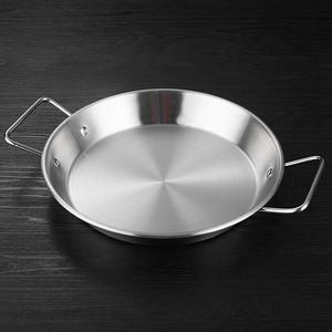 TIANXING prix d'usine 20-28cm assiette de service en acier inoxydable poêle à fruits de mer poêle à <span class=keywords><strong>paella</strong></span> espagnole avec double poignée - Product Image 2