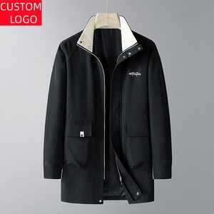 Cappotto <span class=keywords><strong>Trench</strong></span> Impermeabile <span class=keywords><strong>Lungo</strong></span> da <span class=keywords><strong>Uomo</strong></span> Taglie Forti con Risvolto a Revers e Chiusura Monopetto, Antivento - Product Image 1