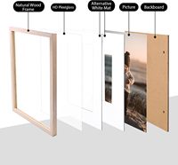 Cadre photo 11x14 en bois massif naturel avec acrylique, 5x7, 8x10, avec passe-partout, pour table ou mur, lot de 4