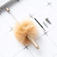 Stylo à bille en peluche mignon avec perles, pompon décoratif DIY, stylo kawaii, cadeau pour enfants et promotions