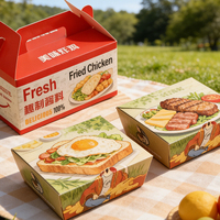 Boîte à gâteau en carton vide, recyclable, pour la restauration rapide à emporter, emballage jetable pour hamburgers et poulet
