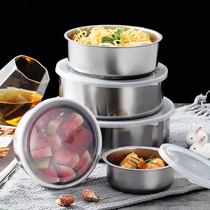 도매 5 개 스테인레스 스틸 보온병 상자 세트 열 보존 냄비 뚜껑 인도 가열 식품 저장 용기 - Product Image 1