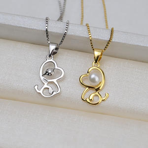 Plata S925, Suministros para Abalorios DIY, Accesorio de Perla, Colgante de Perro del Zodiaco, 4-5 Engastes Vacíos 1463 para Collar de Mujer, Cadena de Clavícula - Product Image 3