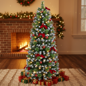 Nouvelle Conception Arbre de Noël de Luxe Slim de Haute Qualité, Modèle <span class=keywords><strong>Tiktok</strong></span> Mx, Rouge, avec Aiguilles de Pin et Effet Neige Blanche, pour le Nouvel An - Product Image 6