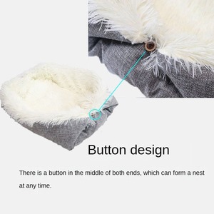 Dual-Use Plush Cat <b>Nest</b> Pet <b>Bed</b> Cute Round Cat Mat with Striped Pattern for Autumn and Winter for Reptiles - Product Image 3