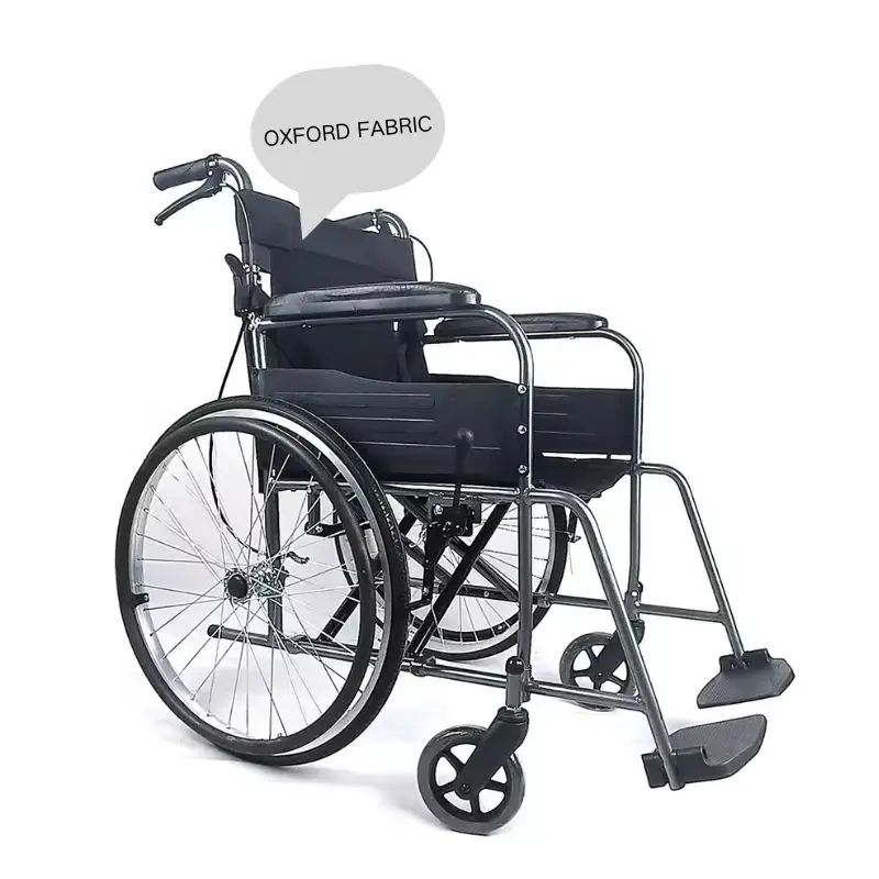 Kursi roda lipat Baja manual, kursi roda ringan untuk para penyandang cacat