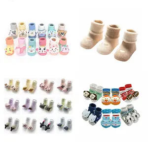 Детские носки с рисунками животных из мультфильмов; Зимние теплые хлопковые носки для новорожденных