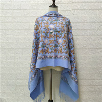 Châles en pashmina pour femmes, broderie florale, enveloppe douce en imitation cachemire, écharpe femme, écharpe à franges, écharpe, poncho, cape