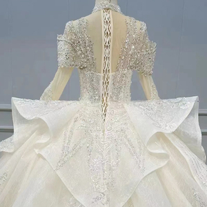 Robe de mariée de luxe à manches longues, style illusion moderne, Jancember WN048 - Product Image 6