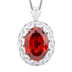 High Quality Jewelry Eco-friendly Copper Gold Plated 18*25mm Oval Cut Imitation Ruby Large Gemstone Pendant Necklace for Women - Product Image 1