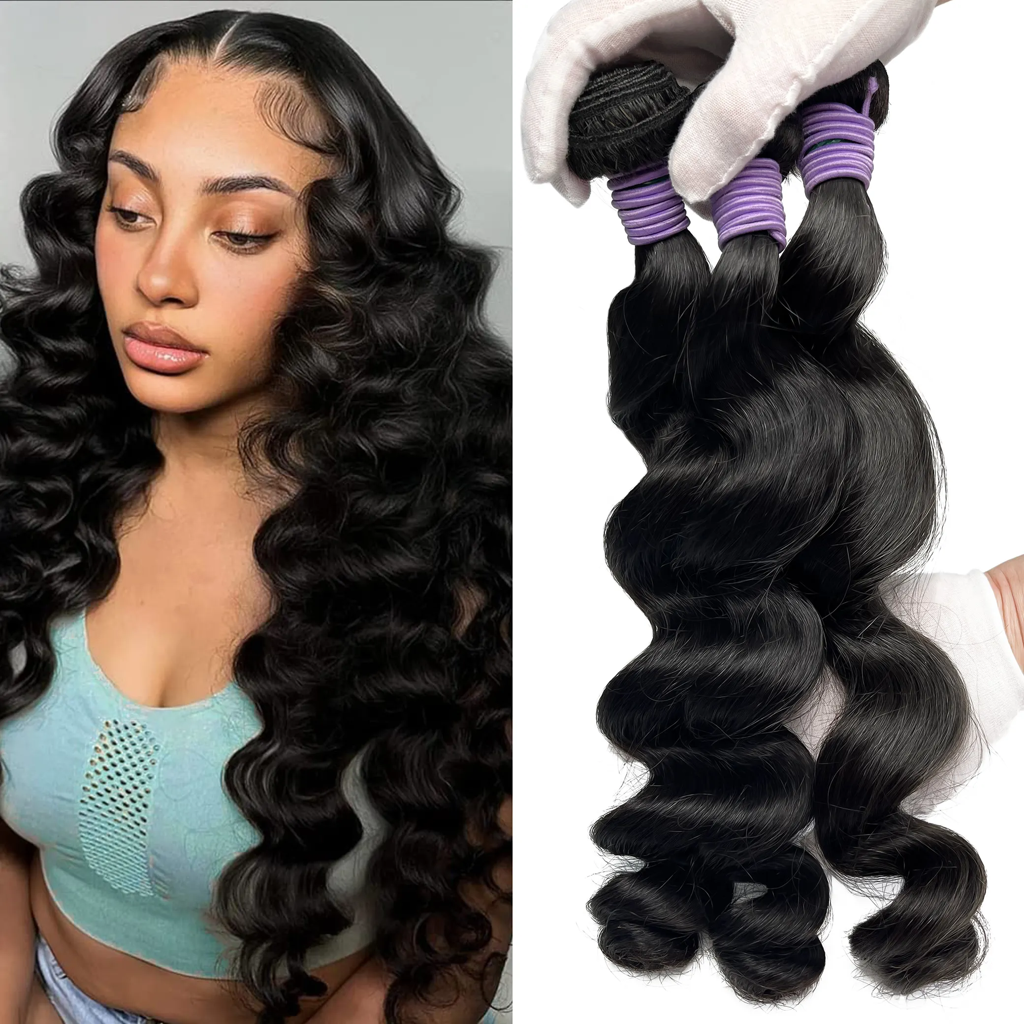 Bellishe Loose wave 10A 12A lớp chất lượng cao đôi rút ra dày nguyên Ấn Độ mở rộng tóc con người Trinh Nữ tóc con người bó