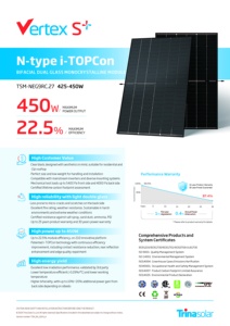 แผงโซลาร์เซลล์แบบสองหน้า Trina Solar TSM-440NEG9RC.27 Vertex S+ กระจกสองชั้น กำลังไฟ 430 วัตต์ 440 วัตต์ 450 วัตต์ ชนิด N-type - Product Image 2