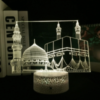 CSLIDO Mosquée 3D Veilleuse Le Coran RGB Couleur Changeante Cool Ramadan Cadeau Acrylique LED Veilleuse