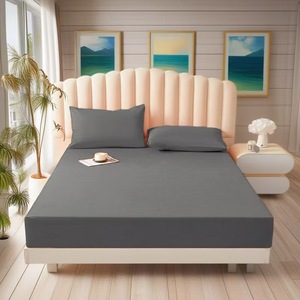 Sınır Ötesi Yıkanmış Pamuklu Çarşaf, Düz Renk, Her Yerde Kullanılabilen, Her Mevsim Yatak Koruyucu - Product Image 4