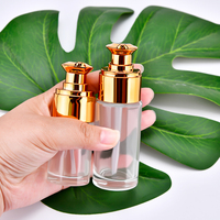 Botol Pompa Kaca Kosong 30ml Mewah, Dapat Digunakan Kembali, Anti Bocor, untuk Krim Makeup, Emulsi, Foundation