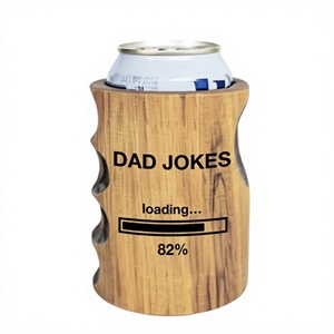 Portabevande in Legno Isolato Portatile con Scritta 'Dad Jokes Loading 82%' - Product Image 1