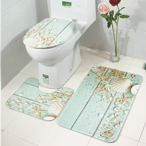 Ensemble <span class=keywords><strong>de</strong></span> 3 <span class=keywords><strong>tapis</strong></span> <span class=keywords><strong>de</strong></span> salle <span class=keywords><strong>de</strong></span> bain antidérapants + <span class=keywords><strong>tapis</strong></span> contour + couvre-siège <span class=keywords><strong>de</strong></span> toilette pour la décoration - Product Image 4