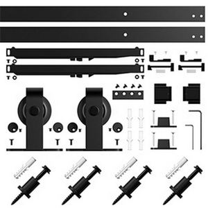 Puerta Corredera de Granero de Acero y Vidrio Estilo Francés con Marco Negro, Kit de Herrajes para Puerta de Granero, Aislamiento Acústico para Interiores de Dormitorio, 120KG - Product Image 2