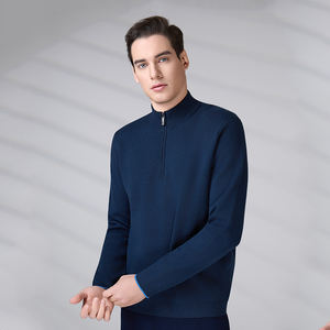 Pull en coton pour homme à col zippé, tricot jacquard personnalisé, manches longues, tendance hiver - Product Image 3