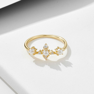 Venta caliente S925 Plata Perla de agua dulce corona circón anillo versátil simple joyería de mujer nueva llegada - Product Image 2