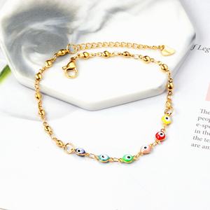 Chaîne de cheville pour femme en acier inoxydable plaqué or 18 carats avec yeux colorés, cadeau d'été pour femme - Product Image 3
