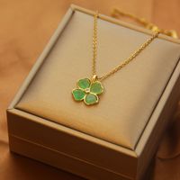 Collier en acier inoxydable plaqué or 18 carats, motif cœur, trèfle, nœud et lune, polyvalent, vente en gros