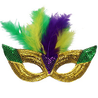 Masque de Mardi Gras pour femmes et hommes, masque de mascarade à paillettes, masque à plumes, violet, vert, or, fête, carnaval, cosplay, Halloween, masque de bal, masque facial