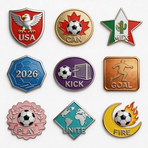 Al por mayor: Pins de equipos de fútbol con impresión UV, letras elegantes, pins de solapa de metal esmaltado personalizados, insignias, broches, emblemas, imitación antigua - Product Image 4