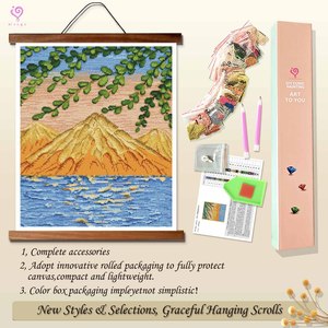 Kit de Peinture Diamant Paysage Montagne Lac, Perles Rondes, Kit d'Art DIY, Décoration en Strass Cristal Encadrée Rectangulaire - Product Image 4