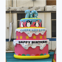 Décoration de cour géante Gâteau publicitaire gonflable Modèle de gâteau d'anniversaire gonflable