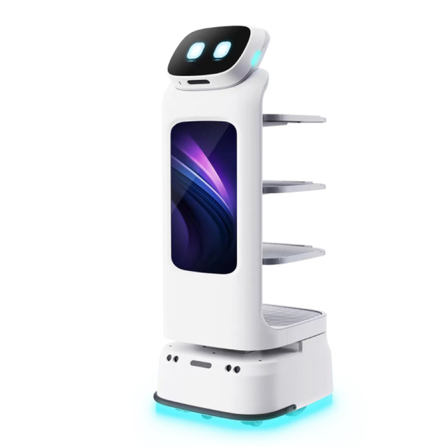 Professional Factory Intelligent Delivery Robot for Restaurant & Hotel App-Controlled Advertising Screen Waiter Service Robot