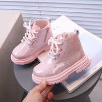 Bottes tendance automne/hiver pour enfants, garçons et filles, tige en PU, semelle extérieure en caoutchouc antidérapante, chaussures de marche