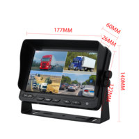 Moniteur de recul à écran partagé 7 pouces quatre canaux pour bus, camion, voiture - Haut-parleur intégré, écran de surveillance pour véhicule
