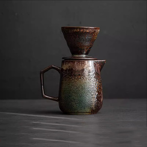 Hot Selling Coarse Pottery Handmade <b>Coffee</b> Pot Set Ceramic <b>Filter</b> Cup Brewed Drip Utensils - Product Image 6