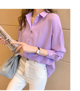 Liu Ming March Expo Áo sơ mi dài tay thời trang phong cách Hàn Quốc mùa xuân mùa thu cho nữ áo cánh đơn giản - Product Image 2