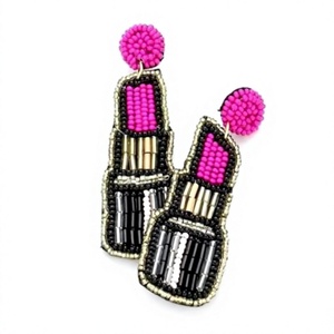 Boucles d'oreilles pendantes perlées de haute qualité, élégantes, roses, noires et dorées, pour femmes, style bohème, pour fêtes, mariages, cadeaux, bijoux fantaisie, boucles d'oreilles statement - Product Image 1