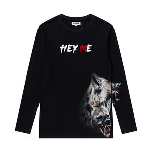 Camicie Casual per gli uomini di straordinaria qualità t-shirt a manica lunga stampa a sublimazione con motivo a carattere Jersey in tessuto bianco digitale - Product Image 1