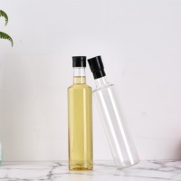 Récipient en plastique écologique, bidons d'huile de cuisson, bouteilles rondes transparentes vides en PET de 500ml