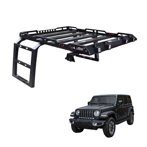 Steel or Aluminum Roof Rack With Climbing Ladder for Jeep Wrangler JK JL 2007-2024 Off-road Luggage Rack Without Light - Product Image 1