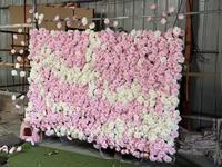 Mur de fleurs artificielles rose sur mesure grand format, vente en gros d'usine Bagang, produit phare