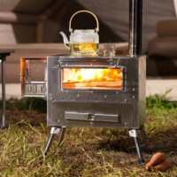 Four à bois portable Luling KX210B en acier inoxydable pour camping, barbecue extérieur et cuisson, idéal pour les fêtes en extérieur de plus de 5 personnes