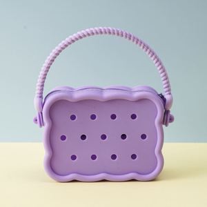 Cute PVC Hole Bag Square Earphones Candy Color Beach <b>Storage</b> DIY Tote Bag with Customized Color & Fashion Design - Product Image 6