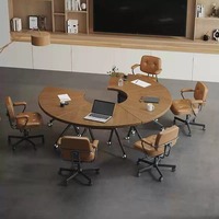 Table de conférence ronde en bois massif de style minimaliste, mobile, modulaire, pliable, pour négociations, formations et réunions, pour bureau