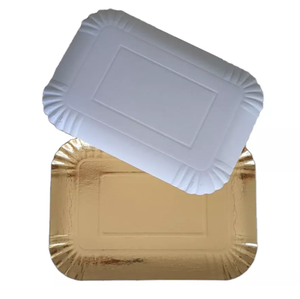 Bandeja de servicio de cartón de lámina de oro desechable de 10kg, venta al por mayor, plato de papel rectangular desechable ecológico, bandeja dorada - Product Image 4