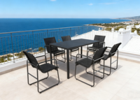 Ensemble table et chaises de salle à manger KD personnalisable, moderne, durable, en acier, imperméable, noir, meubles d'extérieur, salon, patio/cour