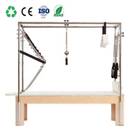 Mesa de Trapecio Cadillac de Pilates Moderna, Clásica, de Madera de Arce Blanca, Ajustable, Portátil, Equipo Profesional para Estudio, Duradera